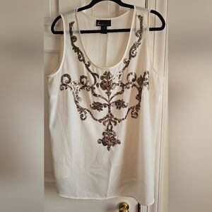 Lane Bryant Off White Cream Bronze Sequin Sleeveless Blouse Shell Top